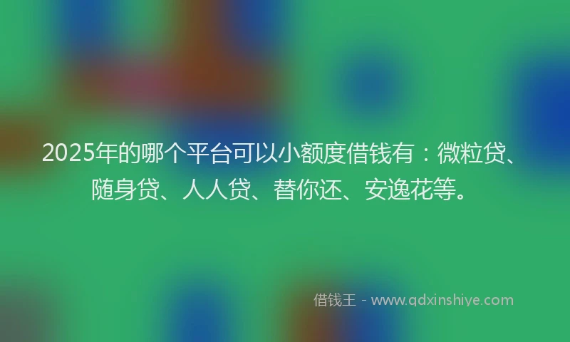2025年的哪个平台可以小额度借钱有：微粒贷、随身贷、人人贷、替你还、安逸花等。
