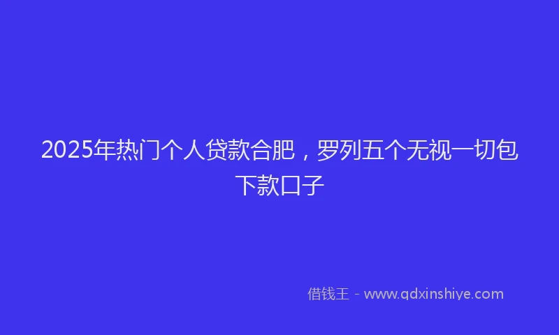 2025年热门个人贷款合肥，罗列五个无视一切包下款口子