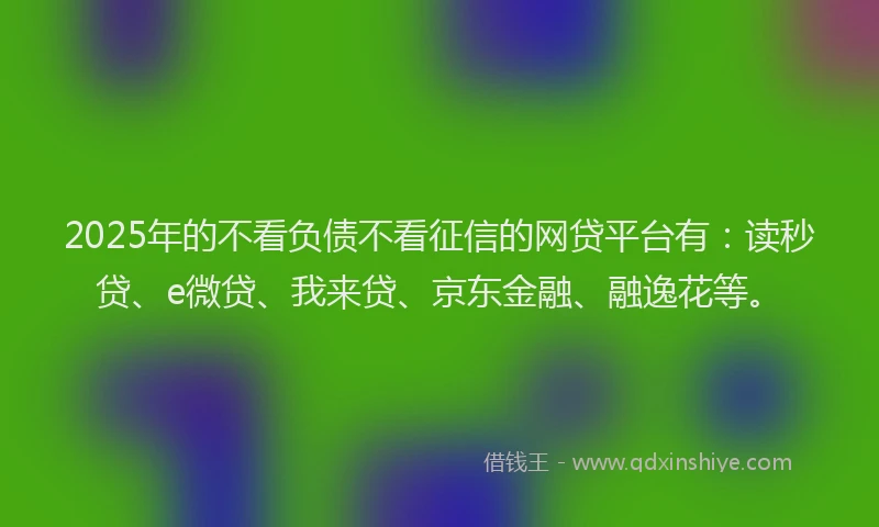 2025年的不看负债不看征信的网贷平台有：读秒贷、e微贷、我来贷、京东金融、融逸花等。
