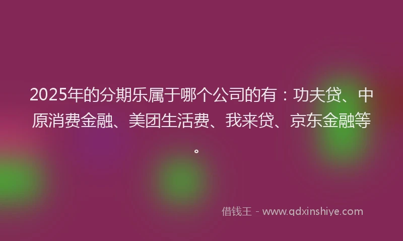 2025年的分期乐属于哪个公司的有：功夫贷、中原消费金融、美团生活费、我来贷、京东金融等。
