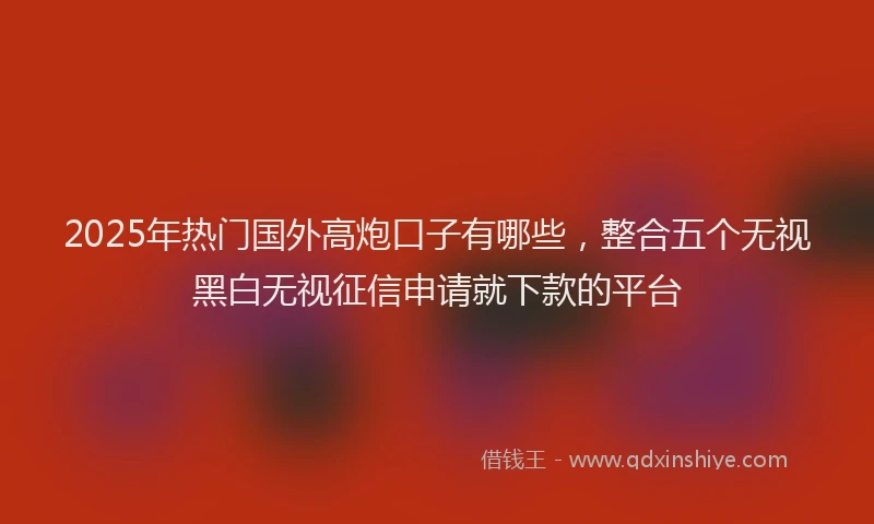 2025年热门国外高炮口子有哪些，整合五个无视黑白无视征信申请就下款的平台