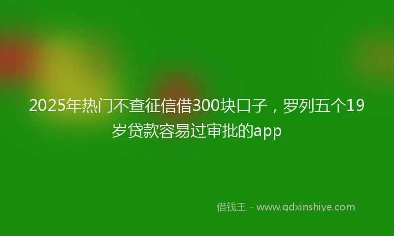 2025年热门不查征信借300块口子，罗列五个19岁贷款容易过审批的app