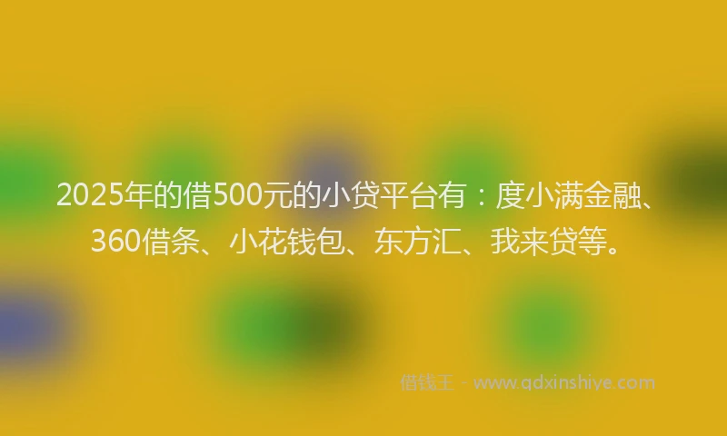 2025年的借500元的小贷平台有：度小满金融、360借条、小花钱包、东方汇、我来贷等。