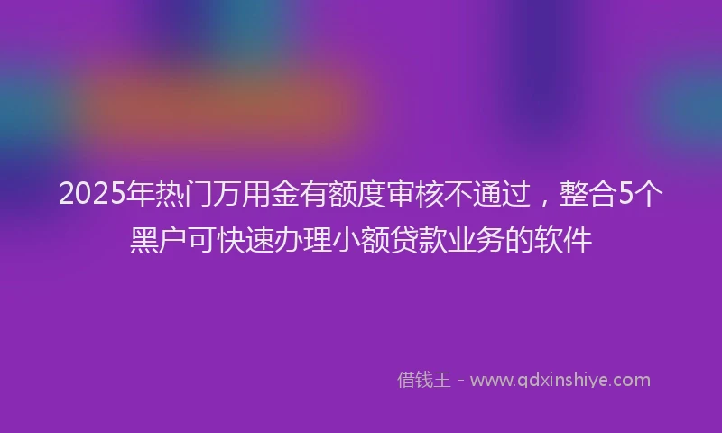 2025年热门万用金有额度审核不通过，整合5个黑户可快速办理小额贷款业务的软件