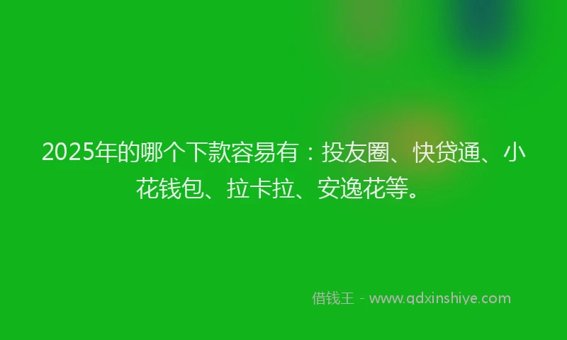 2025年的哪个下款容易有：投友圈、快贷通、小花钱包、拉卡拉、安逸花等。