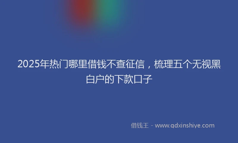 2025年热门哪里借钱不查征信，梳理五个无视黑白户的下款口子
