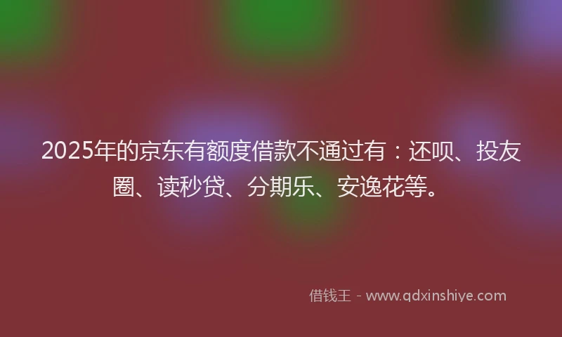 2025年的京东有额度借款不通过有：还呗、投友圈、读秒贷、分期乐、安逸花等。