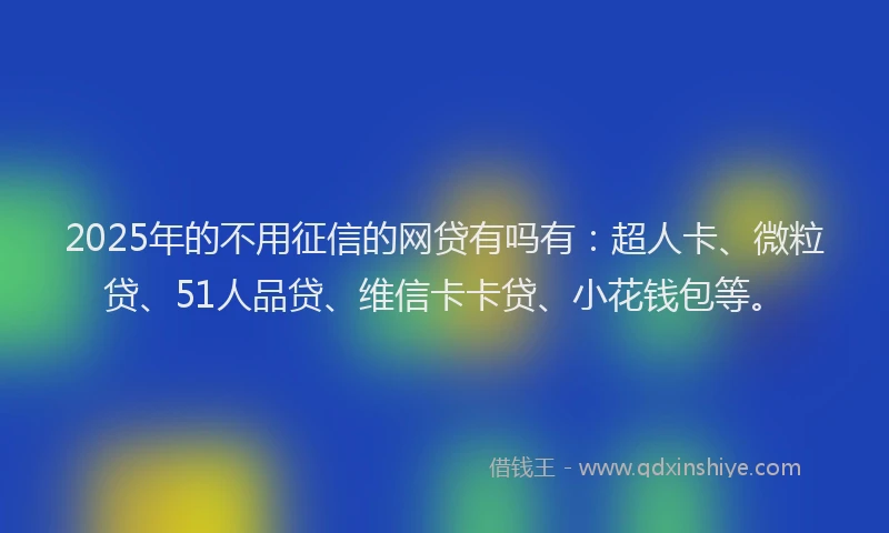 2025年的不用征信的网贷有吗有：超人卡、微粒贷、51人品贷、维信卡卡贷、小花钱包等。