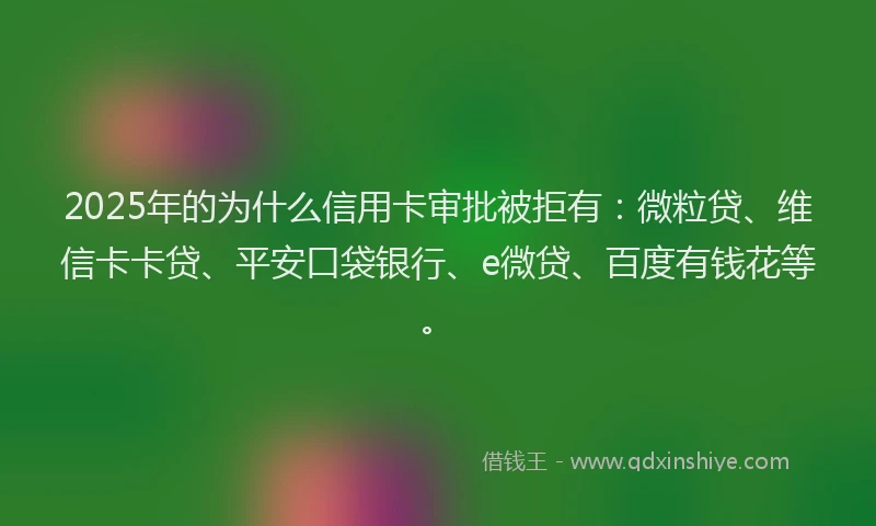 2025年的为什么信用卡审批被拒有：微粒贷、维信卡卡贷、平安口袋银行、e微贷、百度有钱花等。