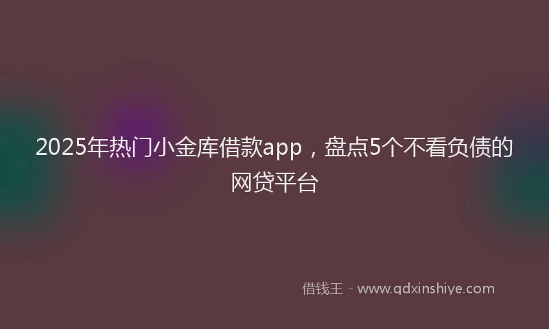 2025年热门小金库借款app，盘点5个不看负债的网贷平台