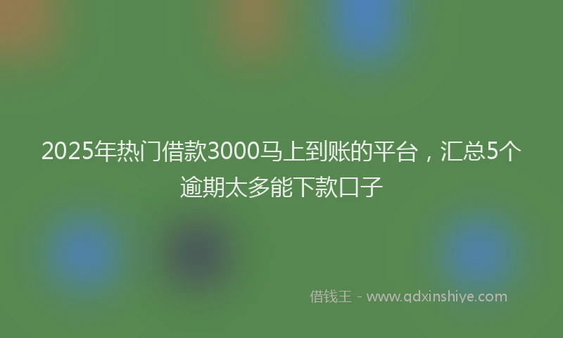 2025年热门借款3000马上到账的平台，汇总5个逾期太多能下款口子