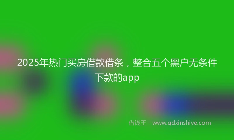 2025年热门买房借款借条，整合五个黑户无条件下款的app