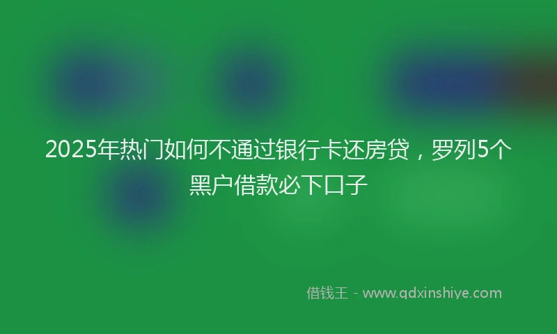 2025年热门如何不通过银行卡还房贷，罗列5个黑户借款必下口子