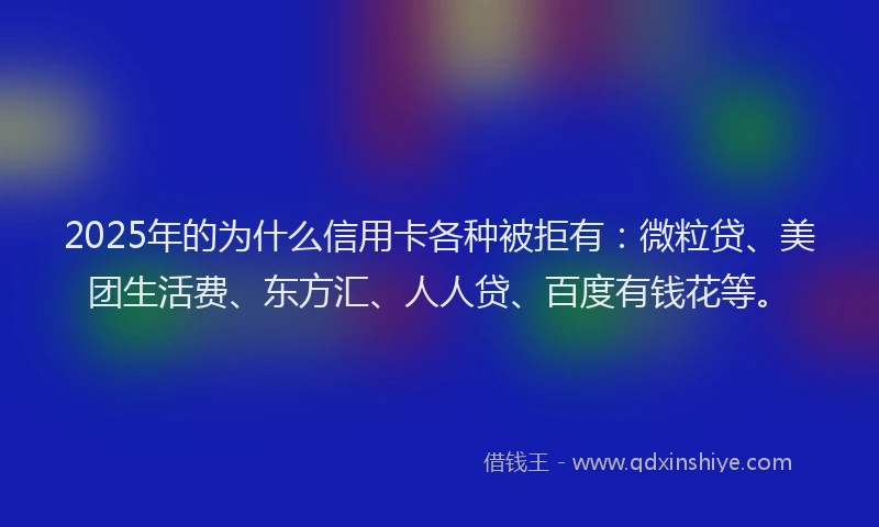 2025年的为什么信用卡各种被拒有：微粒贷、美团生活费、东方汇、人人贷、百度有钱花等。