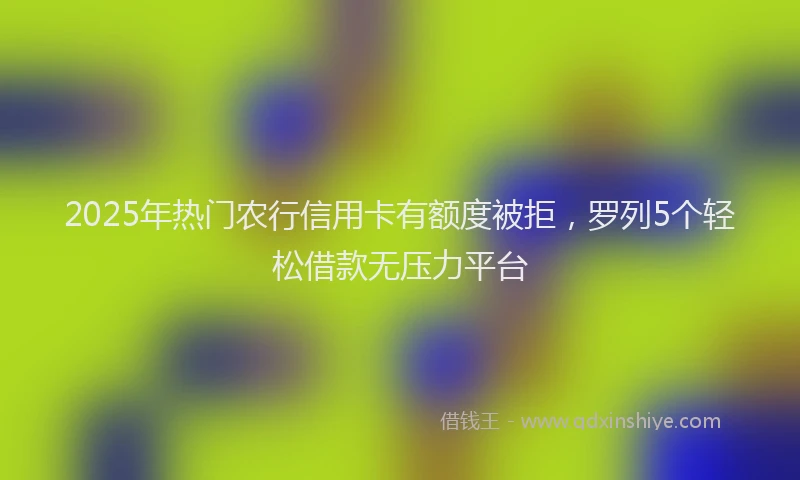 2025年热门农行信用卡有额度被拒，罗列5个轻松借款无压力平台