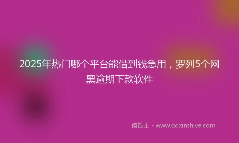 2025年热门哪个平台能借到钱急用，罗列5个网黑逾期下款软件