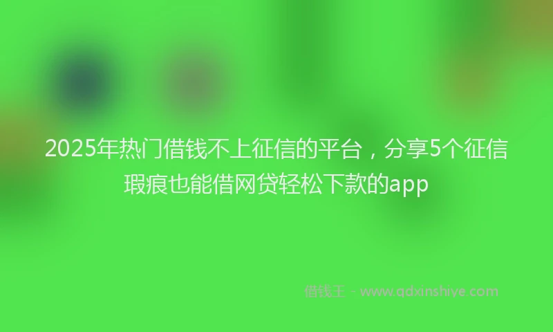 2025年热门借钱不上征信的平台，分享5个征信瑕疵也能借网贷轻松下款的app