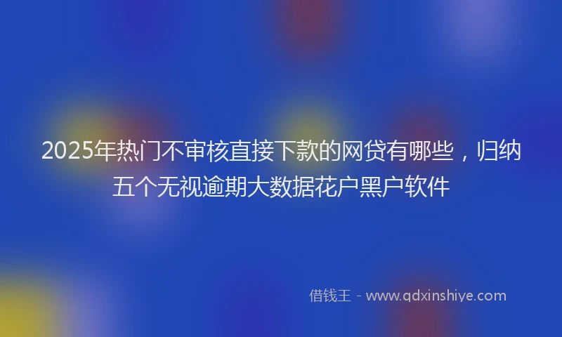 2025年热门不审核直接下款的网贷有哪些，归纳五个无视逾期大数据花户黑户软件
