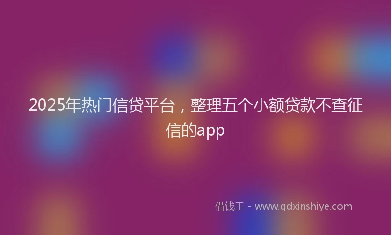 2025年热门信贷平台，整理五个小额贷款不查征信的app