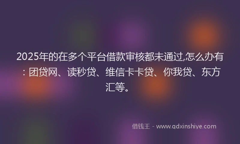 2025年的在多个平台借款审核都未通过,怎么办有：团贷网、读秒贷、维信卡卡贷、你我贷、东方汇等。