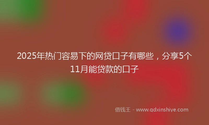2025年热门容易下的网贷口子有哪些，分享5个11月能贷款的口子