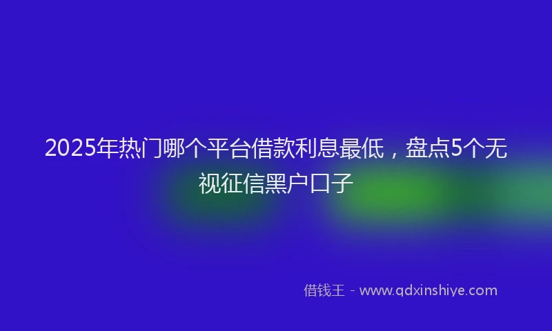 2025年热门哪个平台借款利息最低，盘点5个无视征信黑户口子