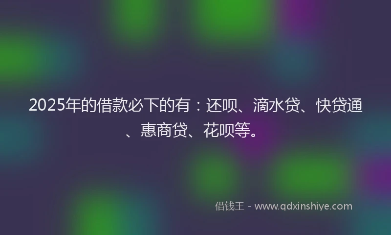 2025年的借款必下的有：还呗、滴水贷、快贷通、惠商贷、花呗等。