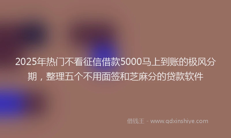 2025年热门不看征信借款5000马上到账的极风分期，整理五个不用面签和芝麻分的贷款软件