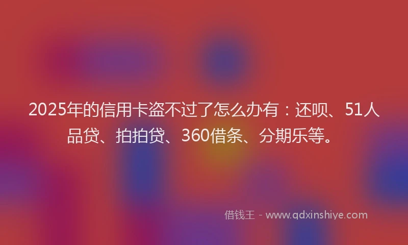 2025年的信用卡盗不过了怎么办有：还呗、51人品贷、拍拍贷、360借条、分期乐等。