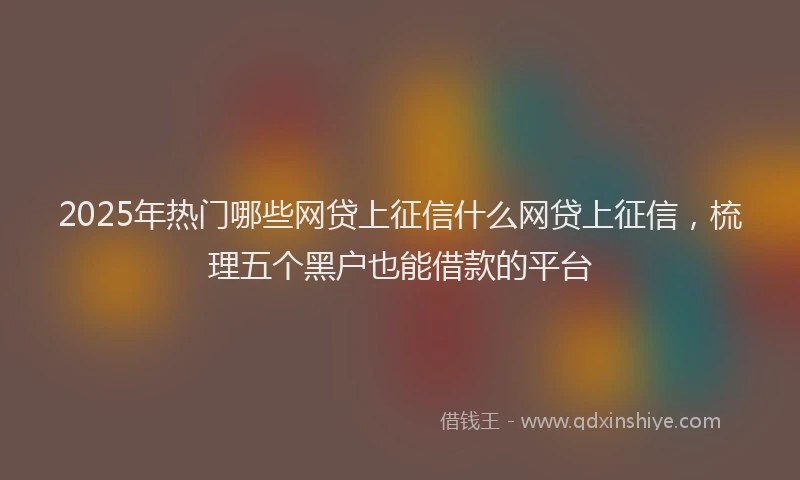 2025年热门哪些网贷上征信什么网贷上征信，梳理五个黑户也能借款的平台