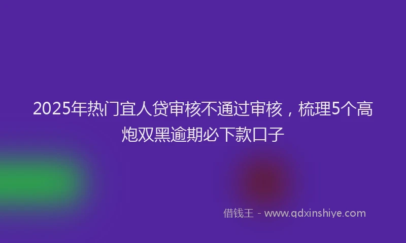 2025年热门宜人贷审核不通过审核，梳理5个高炮双黑逾期必下款口子