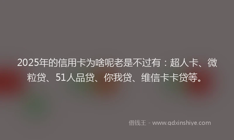 2025年的信用卡为啥呢老是不过有：超人卡、微粒贷、51人品贷、你我贷、维信卡卡贷等。