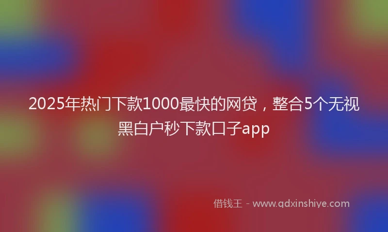 2025年热门下款1000最快的网贷，整合5个无视黑白户秒下款口子app