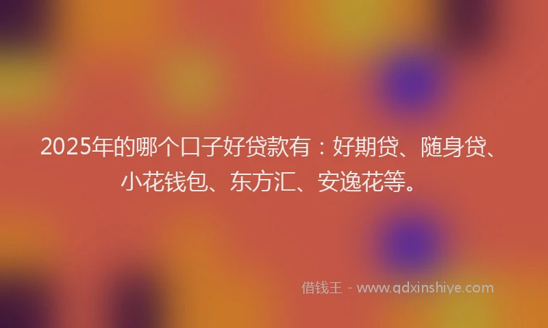 2025年的哪个口子好贷款有：好期贷、随身贷、小花钱包、东方汇、安逸花等。