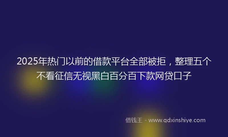 2025年热门以前的借款平台全部被拒，整理五个不看征信无视黑白百分百下款网贷口子