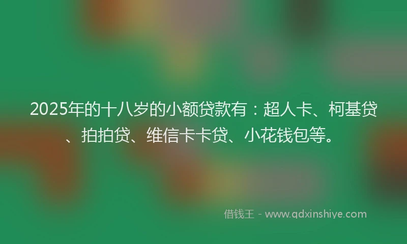 2025年的十八岁的小额贷款有：超人卡、柯基贷、拍拍贷、维信卡卡贷、小花钱包等。