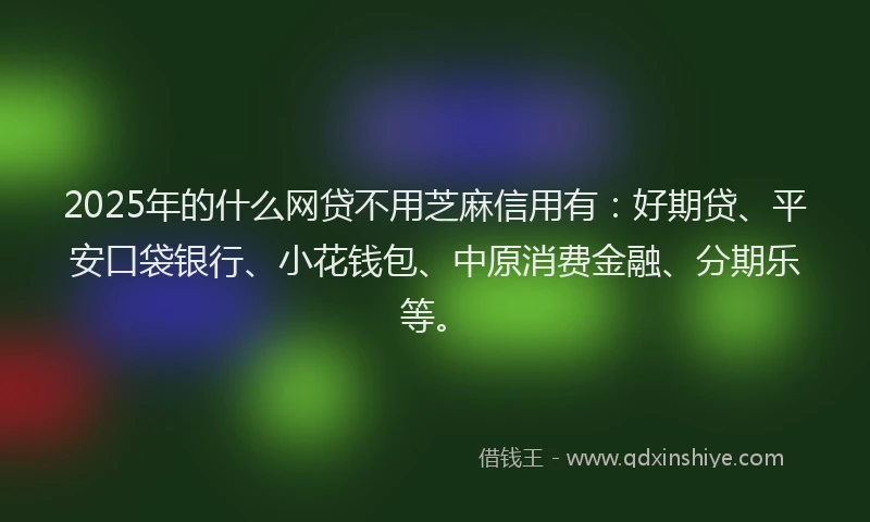 2025年的什么网贷不用芝麻信用有：好期贷、平安口袋银行、小花钱包、中原消费金融、分期乐等。