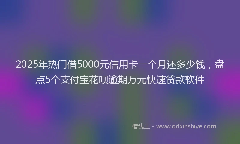 2025年热门借5000元信用卡一个月还多少钱，盘点5个支付宝花呗逾期万元快速贷款软件