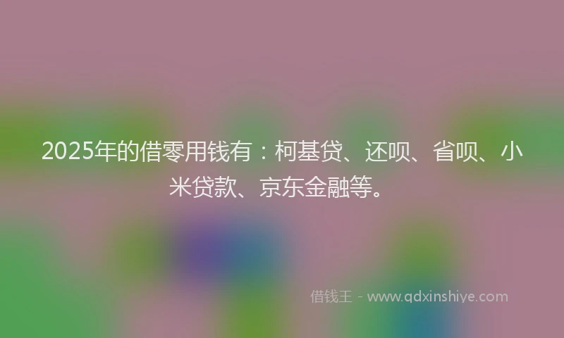 2025年的借零用钱有：柯基贷、还呗、省呗、小米贷款、京东金融等。