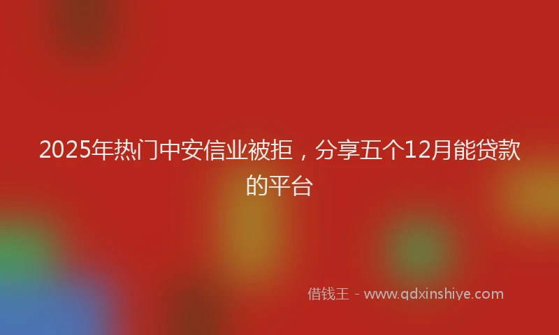 2025年热门中安信业被拒，分享五个12月能贷款的平台