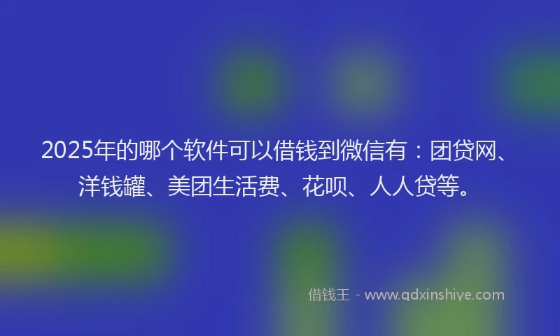 2025年的哪个软件可以借钱到微信有：团贷网、洋钱罐、美团生活费、花呗、人人贷等。