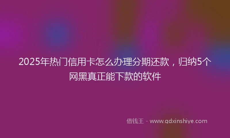 2025年热门信用卡怎么办理分期还款，归纳5个网黑真正能下款的软件