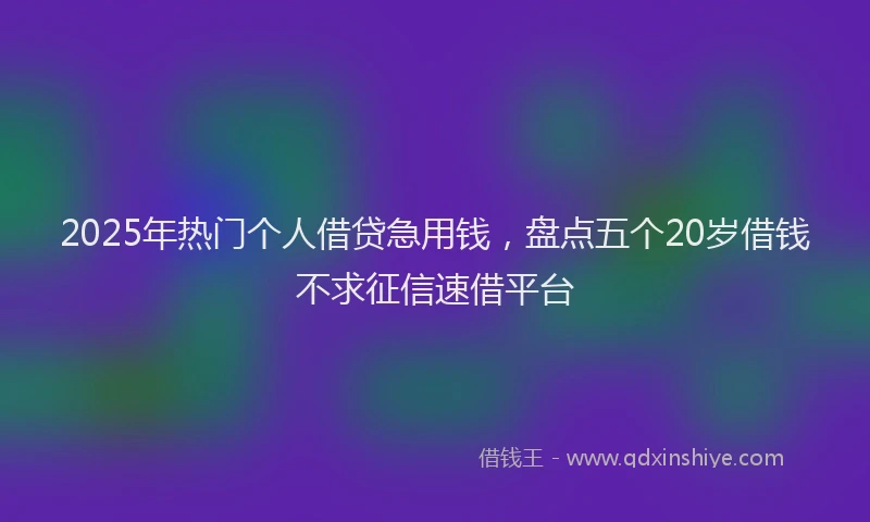 2025年热门个人借贷急用钱，盘点五个20岁借钱不求征信速借平台