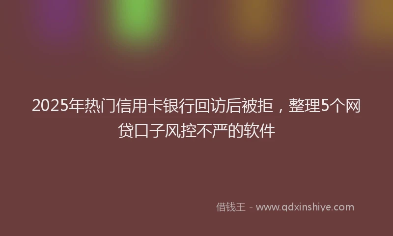 2025年热门信用卡银行回访后被拒，整理5个网贷口子风控不严的软件