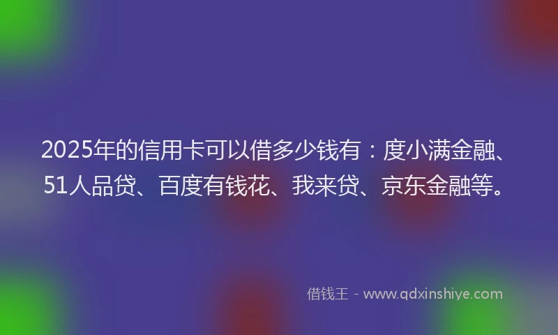 2025年的信用卡可以借多少钱有：度小满金融、51人品贷、百度有钱花、我来贷、京东金融等。