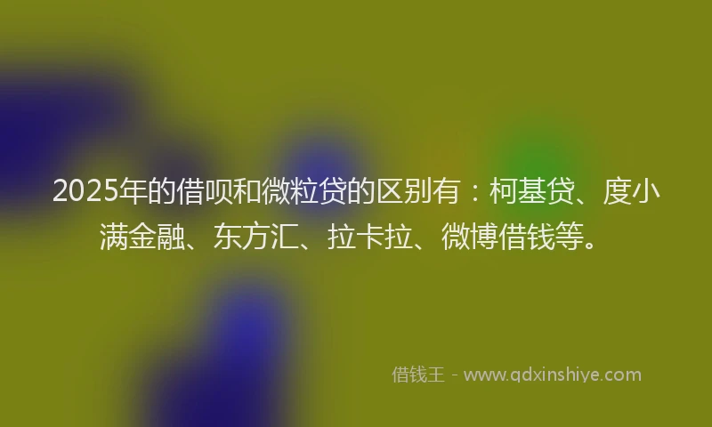 2025年的借呗和微粒贷的区别有：柯基贷、度小满金融、东方汇、拉卡拉、微博借钱等。