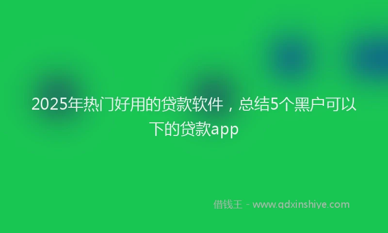 2025年热门好用的贷款软件，总结5个黑户可以下的贷款app