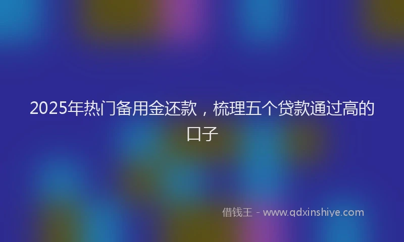 2025年热门备用金还款，梳理五个贷款通过高的口子