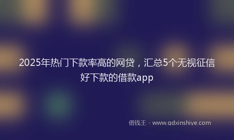 2025年热门下款率高的网贷，汇总5个无视征信好下款的借款app