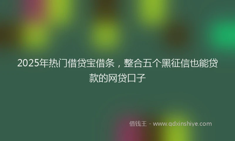 2025年热门借贷宝借条，整合五个黑征信也能贷款的网贷口子